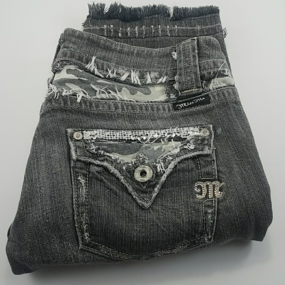 Miss Me Destroyed Distressed Gray Bermuda Shorts